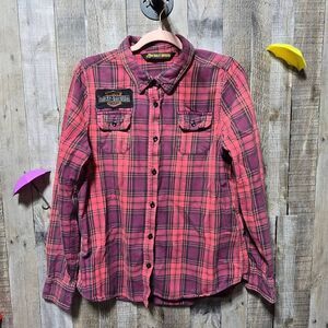 Harley-Davidson Red Plaid Button Down Shirt